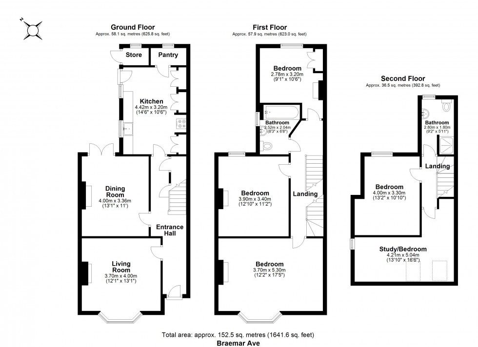 Floorplan for Braemar Avenue, Chelmsford, Essex