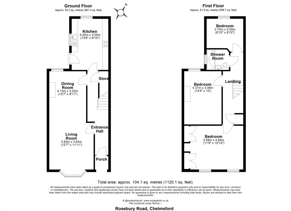 Floorplan for Rosebery Road, Chelmsford, Essex