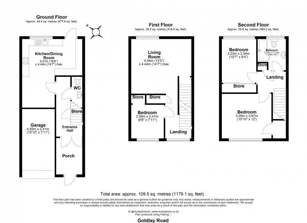 Floorplan for Goldlay Road, Chelmsford, Essex