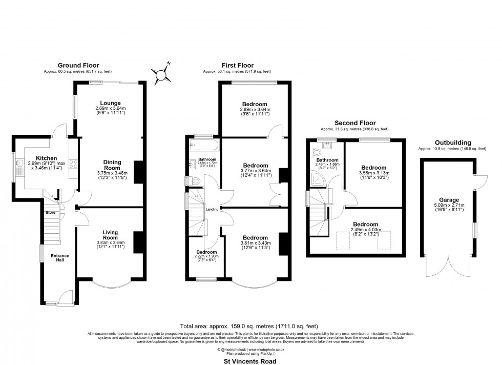 Floorplan for St Vincents Road, Chelmsford, Essex